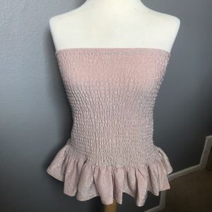 NWT metallic peach tube top with ruffle Forever 21